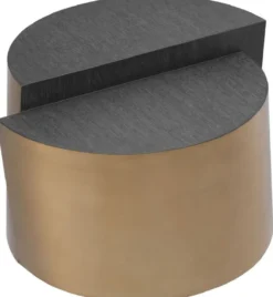 Casa Padrino Designer Beistelltisch Anthrazitgrau / Messingfarben Ø 60 x H. 42,5 cm - Designer Wohnzimmer Möbel - Luxus Qualität