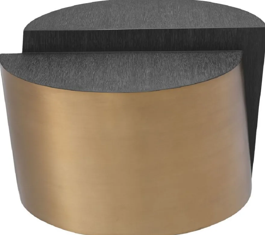 Casa Padrino Designer Beistelltisch Anthrazitgrau / Messingfarben Ø 60 x H. 42,5 cm - Designer Wohnzimmer Möbel - Luxus Qualität