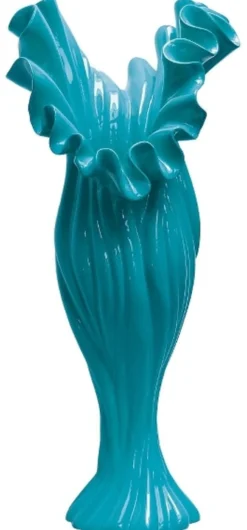 Casa Padrino Designer Blumenvase Blau B. 33 cm Höhe 81 cm - Dekovase