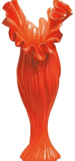 Casa Padrino Designer Blumenvase Orange B. 24 cm Höhe 60 cm Mod1 - Dekovase