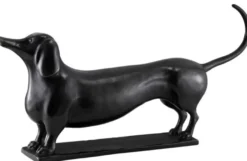 Casa Padrino Designer Bronzefigur Dachshund 46 x 8 x H. 23 cm - Luxus Qualität