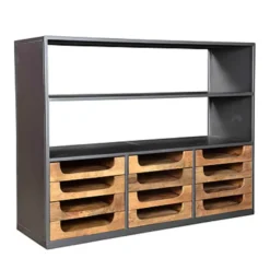 Casa Padrino Designer Buffetschrank mit Schubladen Natur / Graubraun 145 x 46 x 112 cm - Hotel Möbel