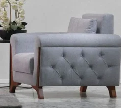 Casa Padrino Designer Club Sessel Hamburg in Taupe-Grau, stilvoller Loungesessel mit Holzfüßen, B 80 x T 80 x H 96 cm