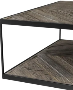 Casa Padrino Designer Couchtisch aus verzinktem Stahl und verwittertem Eichenholz - Luxus Kollektion