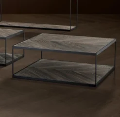 Casa Padrino Designer Couchtisch aus verzinktem Stahl und verwittertem Eichenholz - Luxus Kollektion