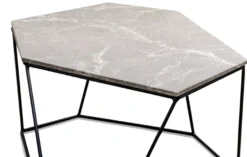 Casa Padrino Designer Couchtisch Grau / Schwarz 75 x 58 x H. 35 cm - Luxus Wohnzimmertisch mit Marmorplatte