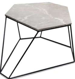 Casa Padrino Designer Couchtisch Grau / Schwarz 75 x 58 x H. 35 cm - Luxus Wohnzimmertisch mit Marmorplatte
