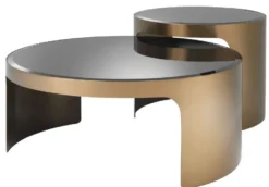 Casa Padrino Designer Couchtisch Set Kupfer / Schwarz - Luxus Edelstahl Wohnzimmertische mit Glasplatten - Luxus Wohnzimmer Möbel