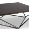 Casa Padrino Designer Couchtisch Dunkelbraun / Silber 100 x 100 x H. 38 cm - Luxus Wohnzimmertisch mit gebeizter Eichenfurnierplatte - Wohnzimmermöbel