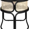 Casa Padrino Designer Couchtisch Schwarz / Naturfarben 50 x 40 x H. 45,5 cm - Wohnzimmertisch mit Eichenfurnier Tischplatte edlem Rattangeflecht und pulverbeschichtetem Stahlrahmen