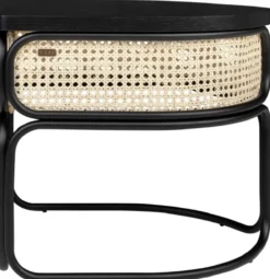Casa Padrino Designer Couchtisch Schwarz / Naturfarben 50 x 40 x H. 45,5 cm - Wohnzimmertisch mit Eichenfurnier Tischplatte edlem Rattangeflecht und pulverbeschichtetem Stahlrahmen