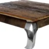 Casa Padrino Designer Couchtisch Braun / Silber 100 x 100 x H. 40 cm - Luxus Wohnzimmermöbel