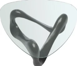 Casa Padrino Designer Couchtisch Bronze 100,5 x 98 x H. 43,5 cm - Wohnzimmertisch mit 3-eckiger Glasplatte - Luxus Möbel