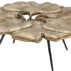 Casa Padrino Designer Couchtisch Vintage Messingfarben / Schwarz / Gold 98 x 92 x H. 29 cm - Wohnzimmertisch im Ginkgoblätter Design - Luxus Qualität