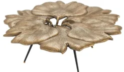 Casa Padrino Designer Couchtisch Vintage Messingfarben / Schwarz / Gold 98 x 92 x H. 29 cm - Wohnzimmertisch im Ginkgoblätter Design - Luxus Qualität