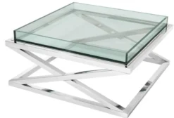 Casa Padrino Designer Couchtisch Silber 100 x 100 x H. 46,5 cm - Luxus Hotel Möbel