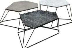 Casa Padrino Designer Couchtisch Set Weiß / Grau / Schwarz mit Muster - Luxus Wohnzimmermöbel