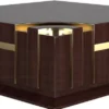 Casa Padrino Designer Couchtisch Dunkelbraun Hochglanz / Gold 120 x 120 x H. 52 cm - Quadratischer Wohnzimmertisch - Luxus Qualität