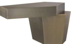 Casa Padrino Designer Couchtisch Messingfarben 82 x 52 x H. 45 cm - Metall Wohnzimmertisch mit gebürsteter Messing Oberfläche und Zementfüllung - Luxus Qualität