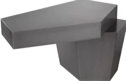 Casa Padrino Designer Couchtisch Grau 82 x 52 x H. 45 cm - Wohnzimmertisch mit gebürsteter Oberfläche - Wohnzimmer Möbel - Luxus Qualität