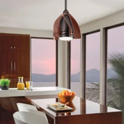 Casa Padrino Designer Deckenventilator mit LED Beleuchtung und Fernbedienung Bronze / Braun Ø 38 cm - Luxus Qualität