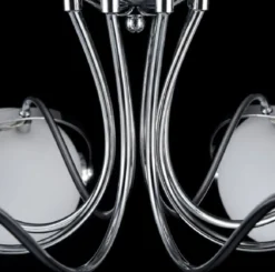 Casa Padrino Designer Deckenleuchte Silber / Weiß Ø 86 x H. 28 cm - Moderne Deckenlampe mit kugelförmigen Lampenschirmen