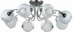 Casa Padrino Designer Deckenleuchte Silber / Weiß Ø 86 x H. 28 cm - Moderne Deckenlampe mit kugelförmigen Lampenschirmen