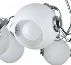 Casa Padrino Designer Deckenleuchte Silber / Weiß Ø 86 x H. 28 cm - Moderne Deckenlampe mit kugelförmigen Lampenschirmen