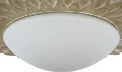 Casa Padrino Designer Deckenleuchte Cremegold / Weiß Ø 56 x H. 10,3 cm - Moderne Deckenlampe