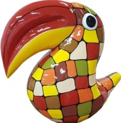 Casa Padrino Designer Dekofigur Tukan Vogel Bunt H. 65 cm - Wohnzimmer Deko Skulptur - Gartendeko Skulptur - Wetterbeständige Tierfigur