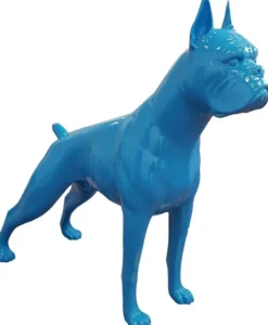 Casa Padrino Designer Dekofigur Boxer Hund Blau 190 x H. 173 cm - Riesige Skulptur - Gartendeko