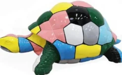 Casa Padrino Designer Dekofigur Schildkröte Mehrfarbig 110 x 48 x H. 45 cm - Wetterbeständige Deko Skulptur - Wohnzimmer Deko - Garten Deko - Designer Deko Tierfigur