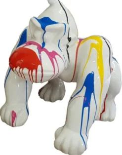 Casa Padrino Designer Dekofigur Gorilla Affe Weiß / Mehrfarbig H. 70 cm - Wetterbeständige Deko Skulptur - Wohnzimmer Garten Terrassen Deko