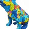 Casa Padrino Designer Dekofigur Hund Bulldogge Blau / Mehrfarbig 67 x H. 70 cm - Wetterbeständige Garten Terrassen Wohnzimmer Deko Skulptur