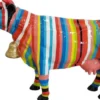 Casa Padrino Designer Dekofigur Kuh mit Streifen Bunt 104 x H. 67 cm - Deko Skulptur - Wetterbeständige Tierfigur