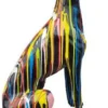 Casa Padrino Designer Dekofigur Windhund Schwarz / Mehrfarbig 35 x 55 x H. 80 cm - Wetterbeständige Deko Skulptur - Wohnzimmer Deko - Garten Deko - Deko Tierfigur