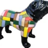 Casa Padrino Designer Dekofigur Hund Bulldogge Schwarz / Mehrfarbig 90 x H. 74 cm - Wetterbeständige Deko Skulptur - Wohnzimmer Deko - Garten Deko - Designer Deko Tierfigur