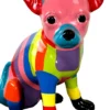 Casa Padrino Designer Dekofigur Chihuahua Hund Bunt H. 30 cm - Wetterbeständige Deko Skulptur - Wohnzimmer Deko - Garten Deko - Designer Deko Tierfigur