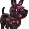 Casa Padrino Designer Dekofigur Chihuahua Hund Schwarz / Rosa H. 91 cm - Wetterbeständige Deko Skulptur - Wohnzimmer Deko - Garten Deko - Designer Deko Tierfigur