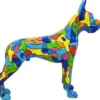 Casa Padrino Designer Dekofigur Hund Deutsche Dogge Mehrfarbig 125 x H. 110 cm - Lebensgroße Deko Skulptur - Wetterbeständige Tierfigur
