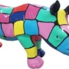 Casa Padrino Designer Dekofigur Nashorn Bunt 75 x H. 35 cm - Wohnzimmer Deko Skulptur - Gartendeko Skulptur - Wetterbeständige Tierfigur