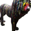 Casa Padrino Designer Dekofigur Löwe Schwarz / Mehrfarbig 190 x H. 140 cm - Riesige Lebensgroße Skulptur - Gartendeko