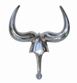 Casa Padrino Designer Deko Gazelle aus poliertem Aluminium H 47 cm, B 36 cm - Wandfigur - Geweih - Wandgeweih