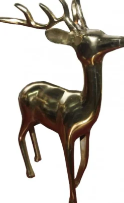 Casa Padrino Designer Deko Hirsch Figur Gold - poliertes Aluminium - 28 x 14 x 36 cm
