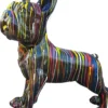 Casa Padrino Designer Deko Hund Bulldogge Schwarz / Mehrfarbig 178 x H. 178 cm - Riesige Dekofigur - Gartendeko Skulptur - Gartenfigur