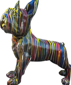 Casa Padrino Designer Deko Hund Bulldogge Schwarz / Mehrfarbig 178 x H. 178 cm - Riesige Dekofigur - Gartendeko Skulptur - Gartenfigur
