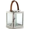 Casa Padrino Designer Deko Laterne aus Edelstahl in Nickel Finish, 17 x 17 x H. 23 cm