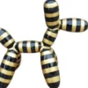 Casa Padrino Designer Deko Skulptur Ballon Hund Schwarz / Gold Gestreift 62 x H. 57 cm - Dekorative Tierfigur - Wetterbeständige Dekofigur