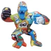Casa Padrino Designer Deko Skulptur Gorilla Affe Bunt 80 x 40 x H. 70 cm - Wetterbeständige Dekofigur - Wohnzimmer Garten Terrassen Deko