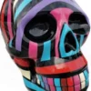 Casa Padrino Designer Deko Skulptur Totenkopf Schwarz / Bunt 44 x 58 x H. 66 cm - Wetterbeständige Dekofigur - Wohnzimmer Deko - Garten Deko
